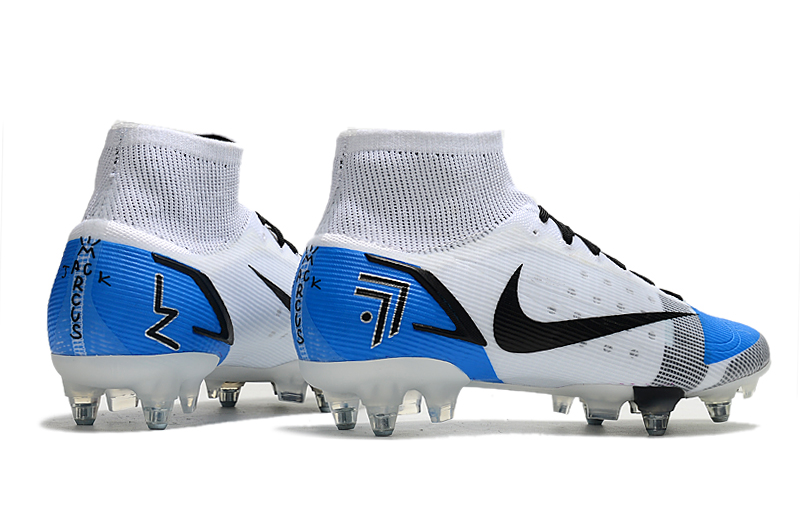 Nike Mercurial Superfly VIII Elite SG PRO Anti Clog Blanco / Azul 3 Nike Mercurial Superfly VIII Elite SG PRO Anti Clog Blanco / Azul