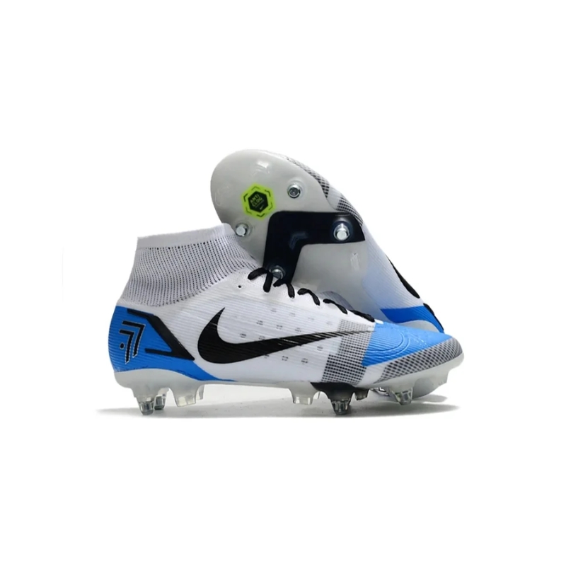 Nike Mercurial Superfly VIII Elite SG PRO Anti Clog Blanco / Azul
