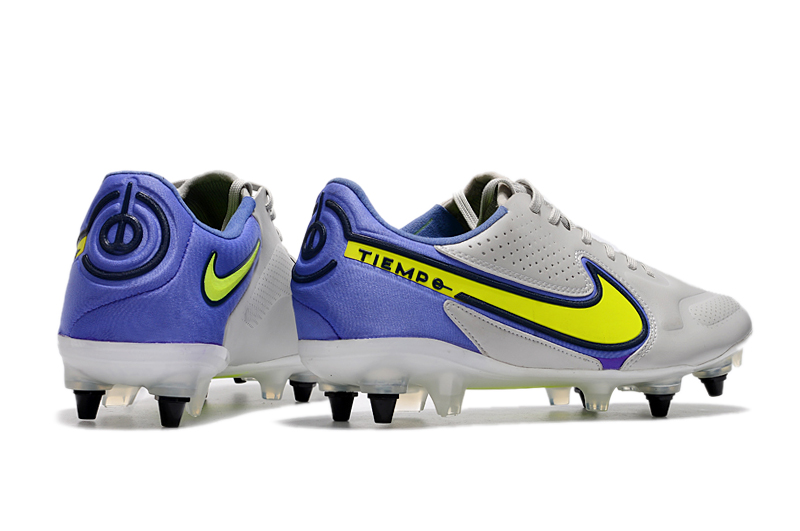 Nike Tiempo Legend 9 Elite SG Gris con detalles Azules y Amarillos 3 Nike Tiempo Legend 9 Elite SG Gris con detalles Azules y Amarillos
