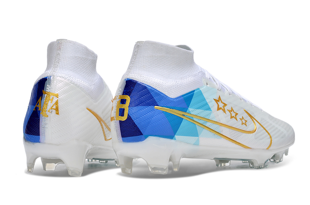 Nike Zoom Superfly 9 Elite MR FG color blanco, azul y dorado 3 Nike Zoom Superfly 9 Elite MR FG color blanco, azul y dorado